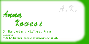 anna kovesi business card